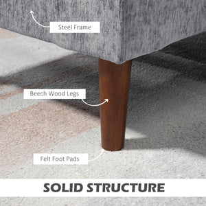 Canapé d'angle moderne avec méridienne amovible, pieds en bois, gris