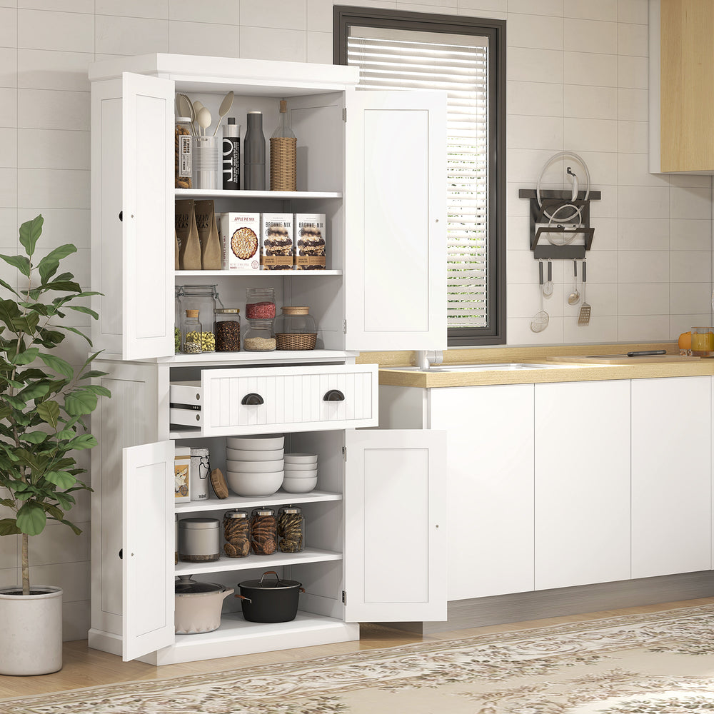 Garde-manger de cuisine, rangement indépendant avec tiroir, portes, blanc