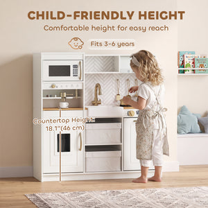 Cuisine de jeu pour enfant avec machine à café, distributeur de glaçons et rangements, blanc