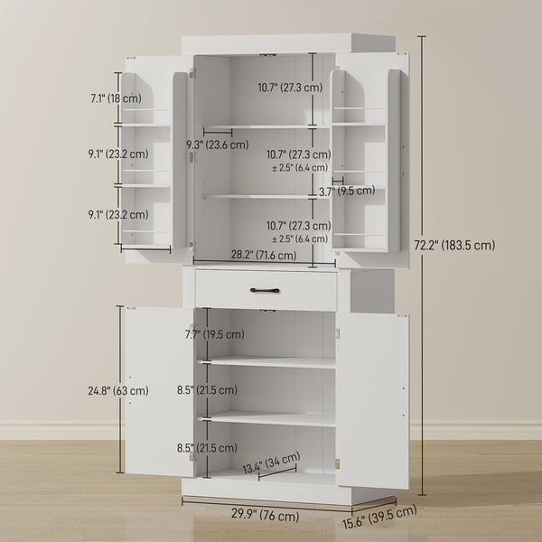 Meuble de rangement style campagnard avec 4 portes de grange, blanc