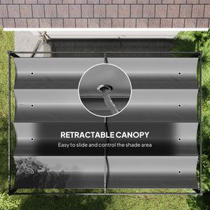Pergola de terrasse 10 x 13 avec auvent rétractable, gris foncé