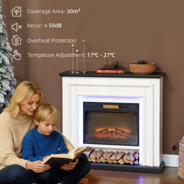 Cheminée électrique de 41 pouces avec manteau, 1400 W avec effet de flamme 3D
