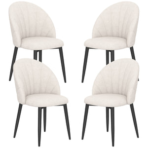 Lot de 4 chaises de salle à manger modernes avec pieds en métal, blanc crème