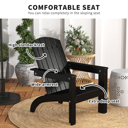 Chaise Adirondack Muskoka en peuplier avec dossier haut et large assise, noire