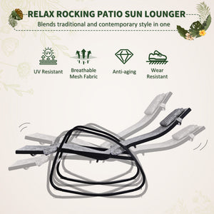 Patio Rocking Lounge Chair Adjustable Texteline Zero Gravity Rocker Outdoor Recliner Seat w/ Pillow, Footrest