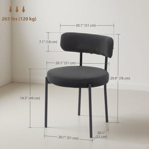Lot de 4 chaises de cuisine modernes avec revêtement en velours côtelé noir
