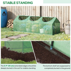 Portable mini tunnel greenhouse with 3 windows