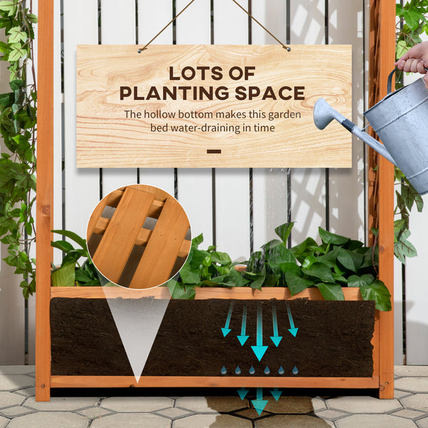 Jardinière surélevée avec treillis en arche pour plantes grimpantes, marron