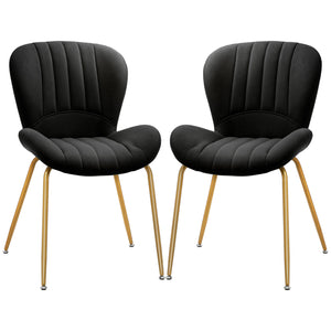 Lot de 2 chaises de salle à manger avec dossier rembourré, noir