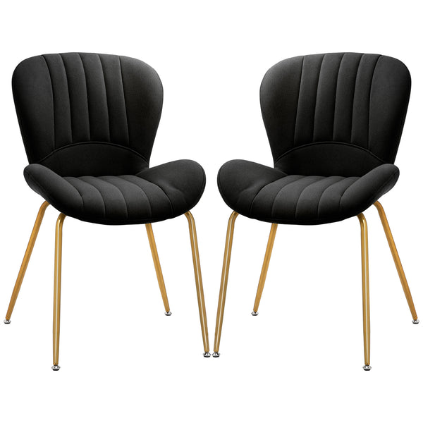 Lot de 2 chaises de salle à manger avec dossier rembourré, noir