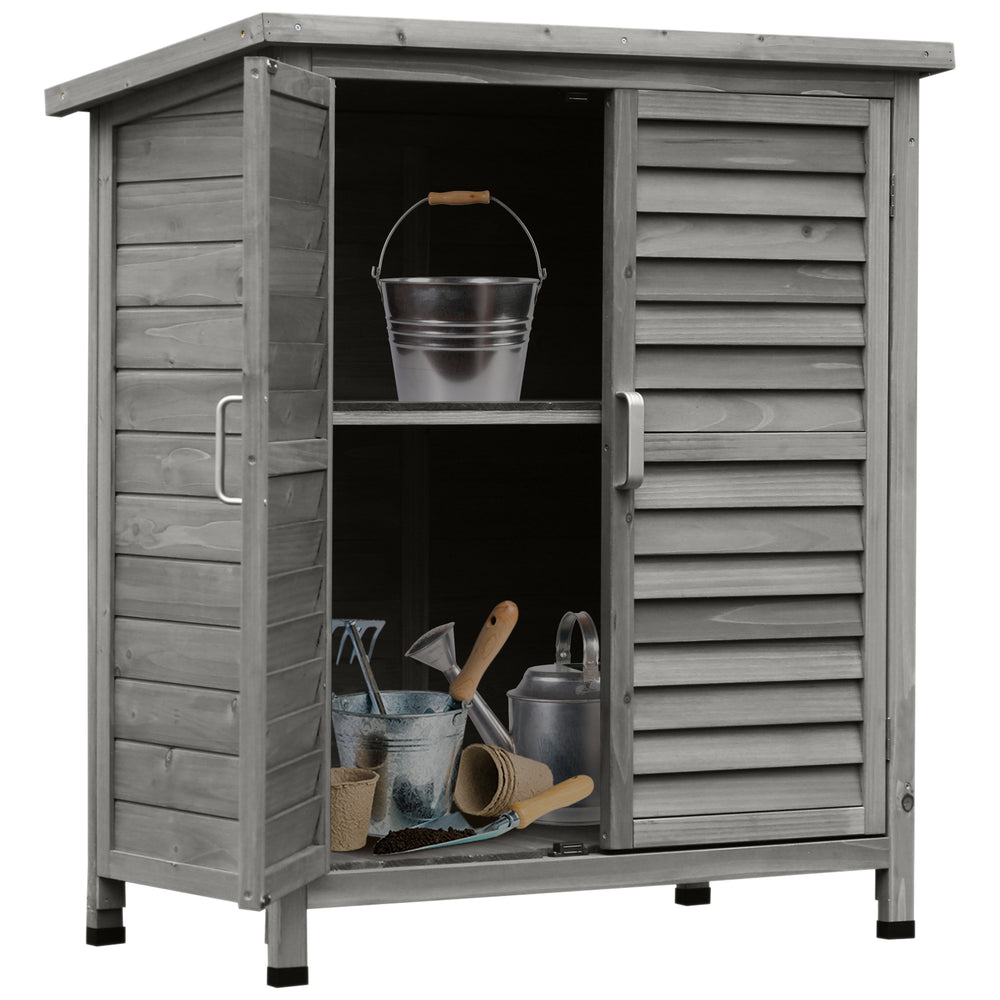 Abri de jardin en bois avec 2 portes, gris