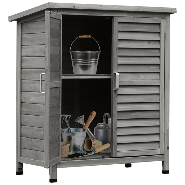 Abri de jardin en bois avec 2 portes, gris