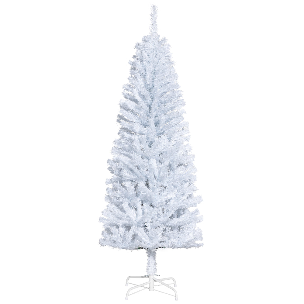 Sapin de Noël artificiel blanc mince de 5 pieds avec ouverture automatique