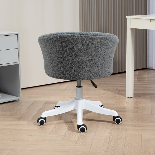 Chaise de bureau moelleuse, hauteur réglable, roulettes pivotantes, dossier moyen, grise