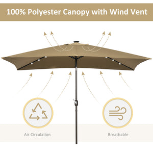 9.7-foot rectangular parasol, light brown