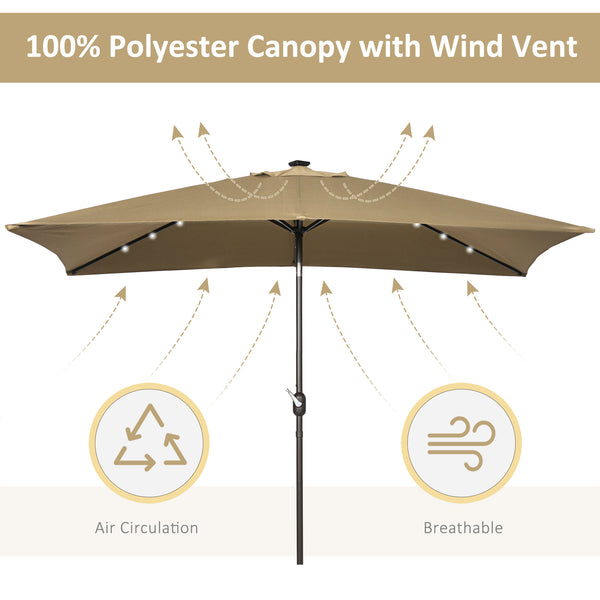 9.7-foot rectangular parasol, light brown