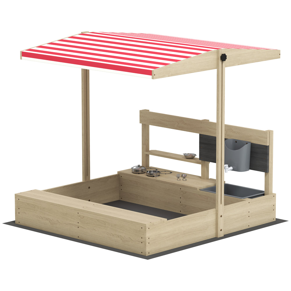 Sandbox avec couvercle, cuisine, jouets pour enfants de 3 à 7 ans, bois naturel
