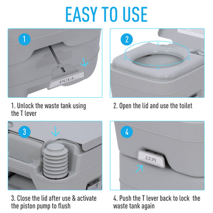 Portable Travel Toilet, Removable and Disposable Tank, 5.3 Gallons (20 L)