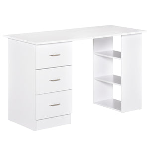 Bureau 47 pouces avec étagères de rangement à 3 niveaux, blanc
