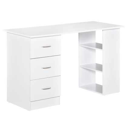 Bureau 47 pouces avec étagères de rangement à 3 niveaux, blanc