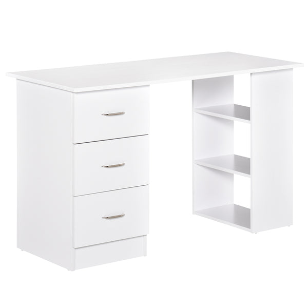Bureau 47 pouces avec étagères de rangement à 3 niveaux, blanc