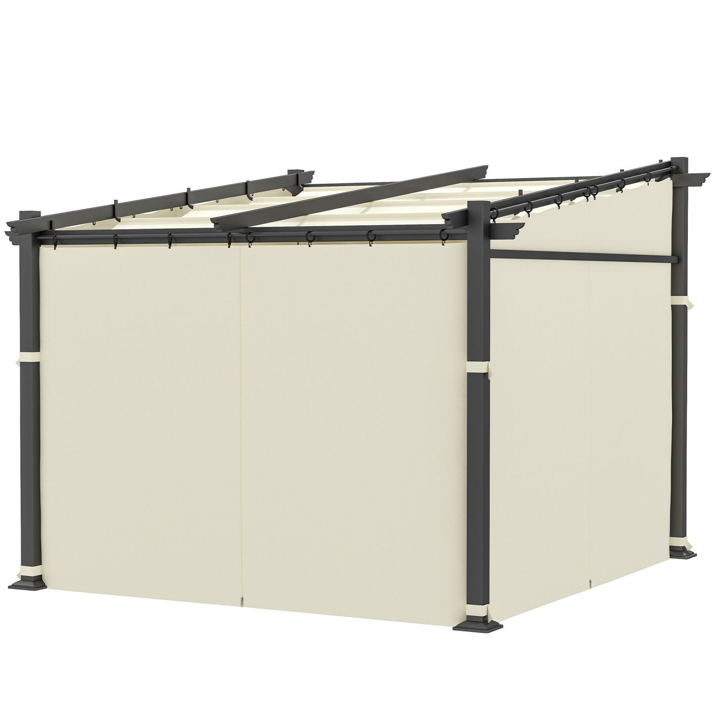 Pergola métallique avec toit coulissant, pergola rétractable, 3 m x 3 m, beige