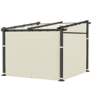 Pergola métallique avec toit coulissant, pergola rétractable, 3 m x 3 m, beige