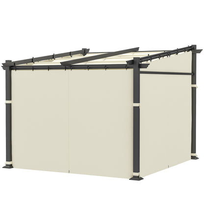 Pergola métallique avec toit coulissant, pergola rétractable, 3 m x 3 m, beige