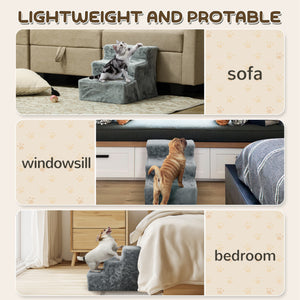 3-Step Dog Ramp with Removable Cover, Light Grey