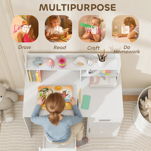 Ensemble bureau et chaises avec rangement, tiroir, armoire, compartiments et tableau en liège