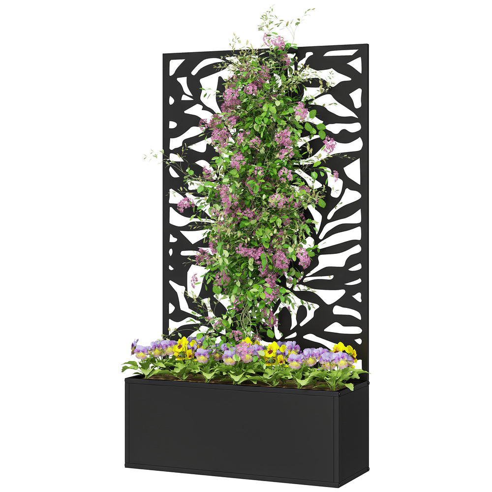 Raised planter with trellis, black 