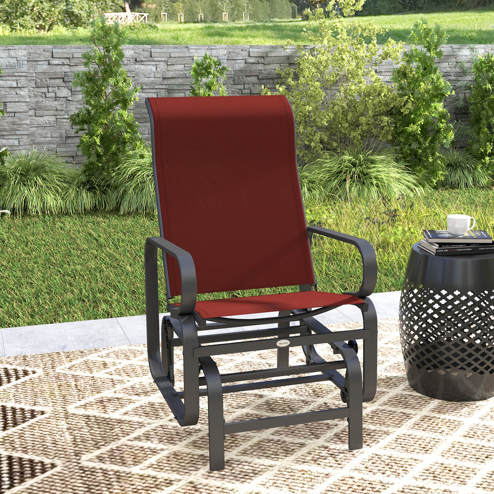 Chaise coulissante en tissu maille respirant bordeaux, fauteuil à bascule d'extérieur confortable et durable

