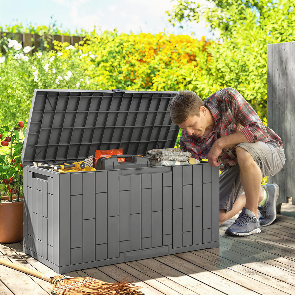 Coffre de rangement extérieur en résine de 227 litres (60 gallons), verrouillable, résistant aux éclaboussures et aux UV.