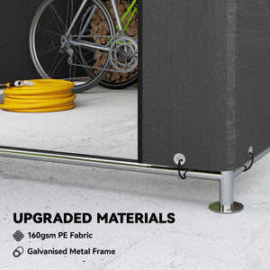 Waterproof portable garden shed with roll-up zip door, dark grey