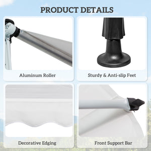 6.6'x5' Manual Retractable Patio Awning Window Door Sun Shade Deck Canopy Shelter Water Resistant UV Protector White