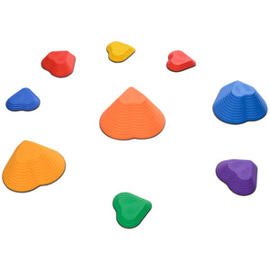Lot de 9 pierres empilables antidérapantes pour enfants, en forme de cœur