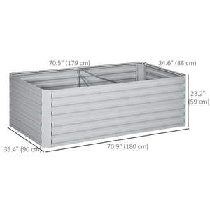 Jardinière surélevée galvanisée en acier avec tiges de renfort, gris clair