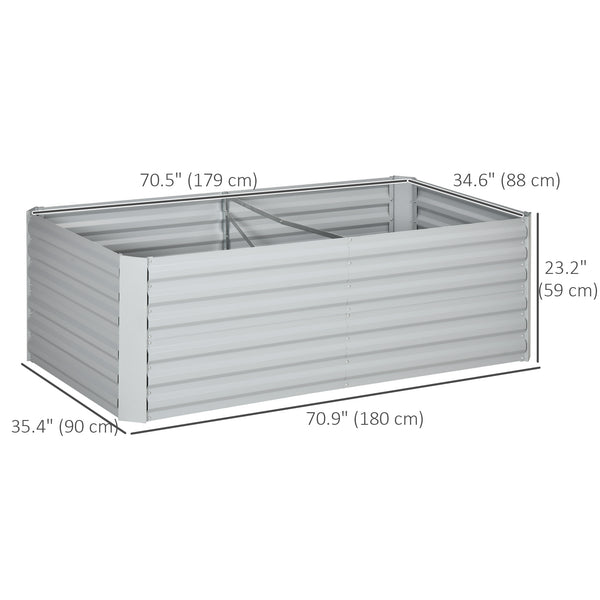 Jardinière surélevée galvanisée en acier avec tiges de renfort, gris clair