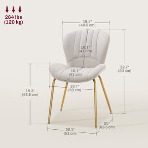 Lot de 4 chaises de salle à manger moderne avec dossier rembourré, blanc crème