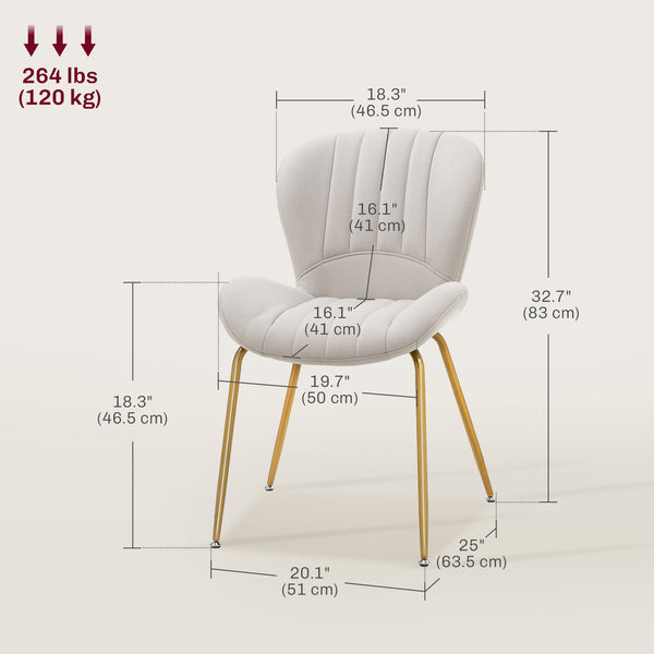 Lot de 4 chaises de salle à manger moderne avec dossier rembourré, blanc crème