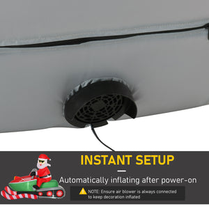 HOMCOM 1.6m Inflatable Santa Claus with LED Light-Up Snowmobile