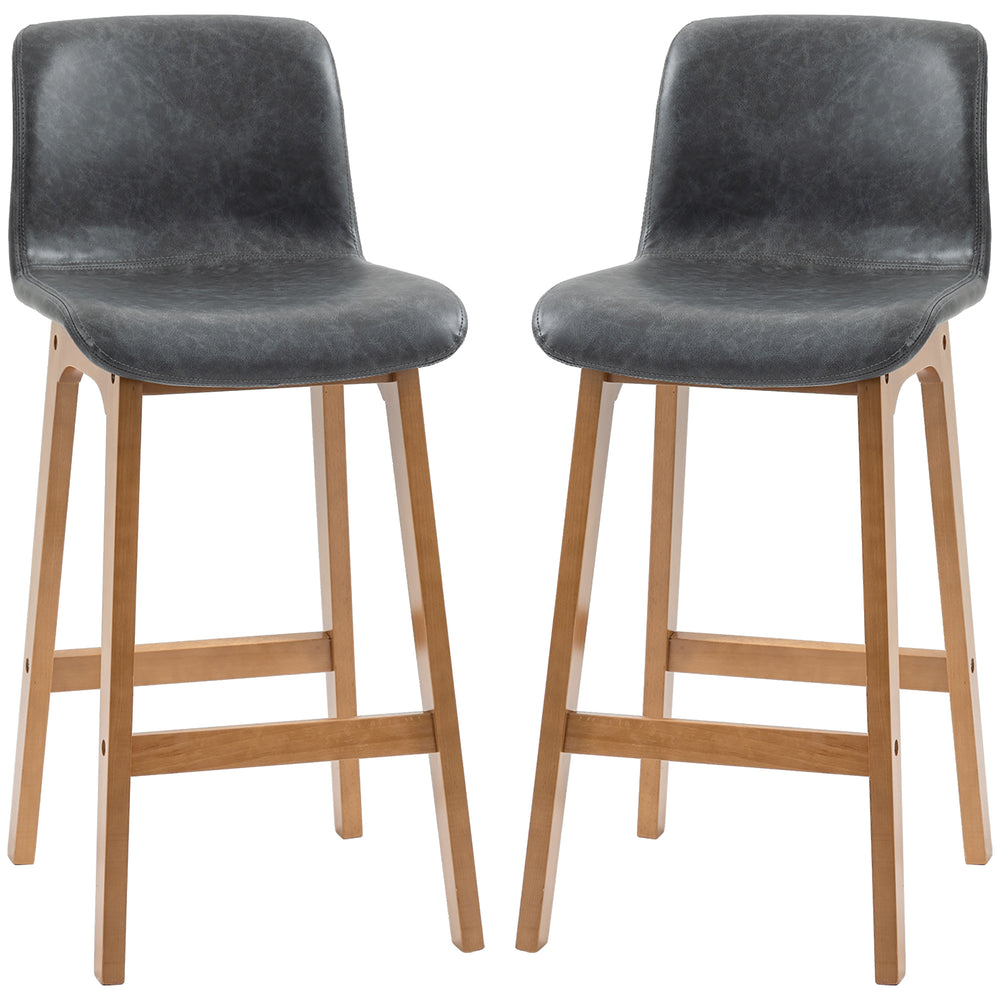 Set of 2 modern bar stools, grey