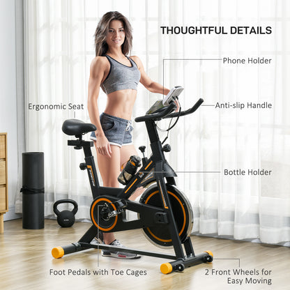 Soozier Upright Exercise Bike, Cardio Workout Bike with Adjustable Resistance LCD Display, Orange