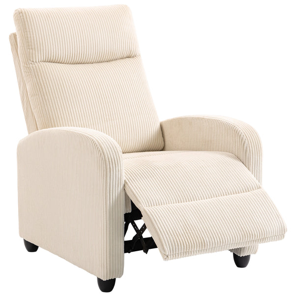 Fabric Recliner Chair Manual Home Theater Seating Single Reclining Sofa Chair with Padded Seat for Living Room, Beige