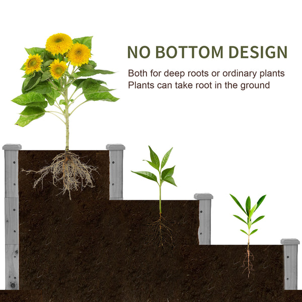 Jardinière à trois niveaux pour jardin, grise