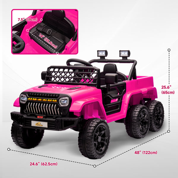 Voiture 12 V 4 roues motrices avec télécommande, rose