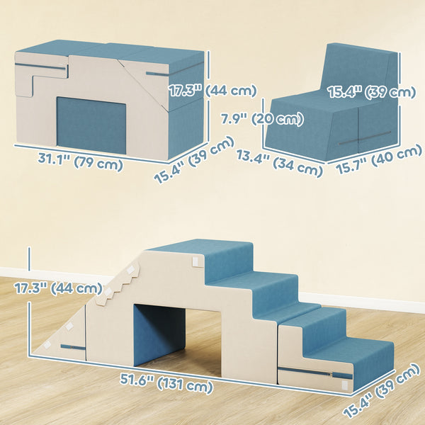 Blocs d'escalade en mousse 2 pièces avec housse amovible bleu