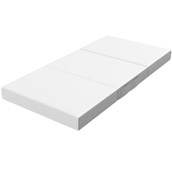 Matelas simple Twin pliable 3 sections de 6 po avec mousse mémoire au gel rafraîchissant – Blanc et gris