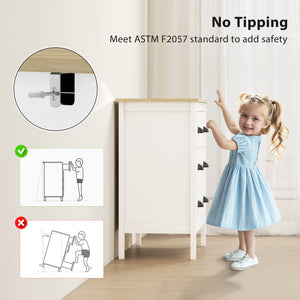 Commode avec glissières silencieuses à 3 tiroirs pour chambre, blanche