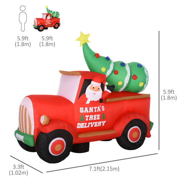 Père Noël gonflable conduisant un camion de 1,8 mètres